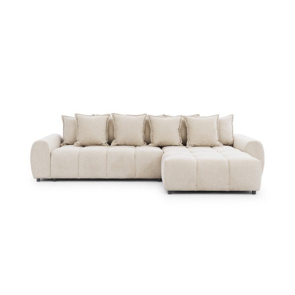 Divano angolare beige (con penisola a destra/con chaise lounge) Albane  – Ropez