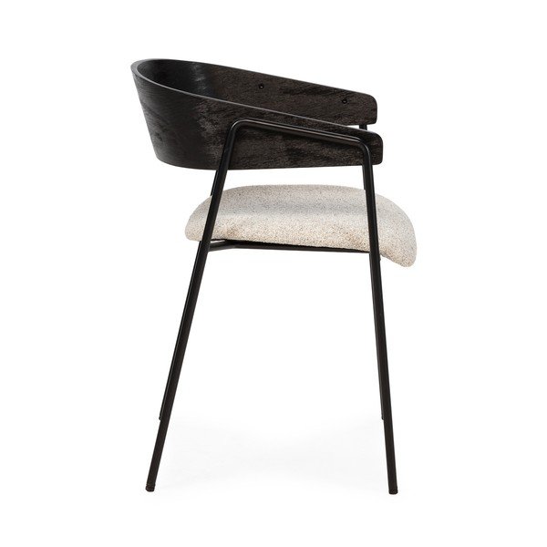 Set di sedie da pranzo nera/beige in imbottito con braccioli 2 pz Cora – MOME-image-3