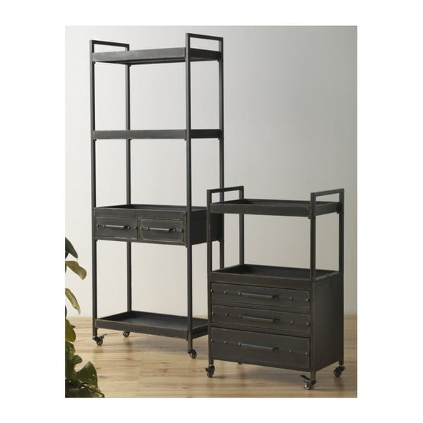 Cassettiera in metallo nero con 3 cassetti e ripiano Gerome - Geese-image-1
