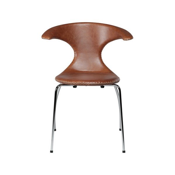Sedia da pranzo in pelle marrone con base cromata DAN-FORM Denmark Flair - DAN-FORM Denmark-image-2