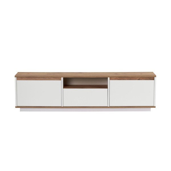 Mobile TV bianco/di colore naturale con effetto pino 160x42x30 cm Sentinel – Kalune Design-image-3