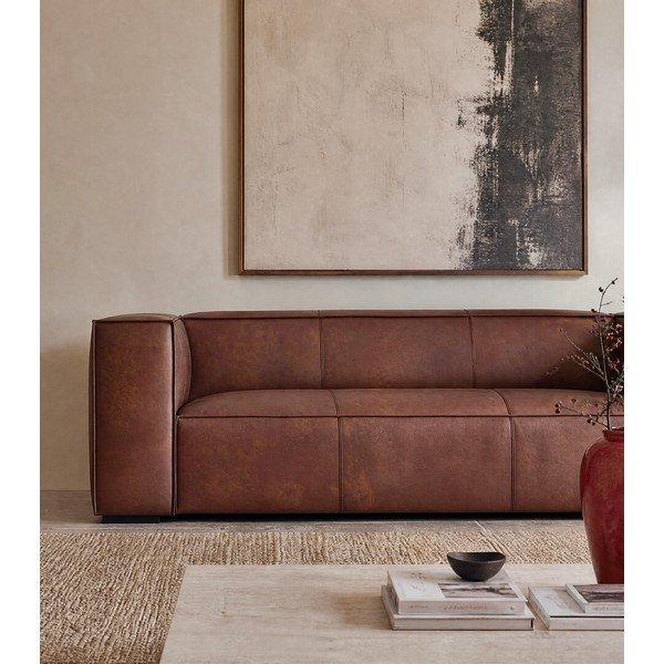 Divano in pelle marrone cognac 227 cm Madame - Windsor & Co Sofas-image-3