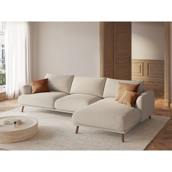 Divano angolare beige (con penisola a destra/con chaise lounge) Naomi – Micadoni -image-1
