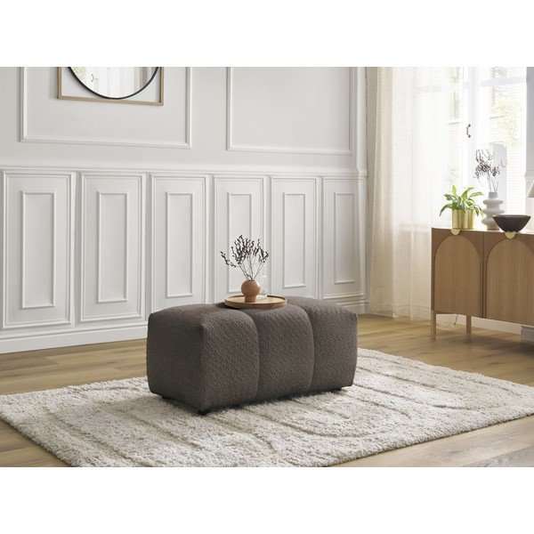 Poggiapiedi marrone con rivestimento in bouclé Roxelane – Bobochic Paris-image-4