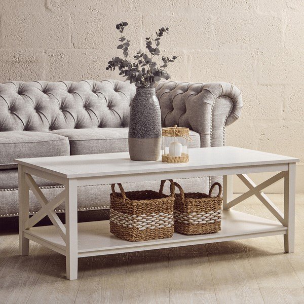 Tavolino da salotto bianco 60x120 cm Heritage – Premier Housewares-image-1