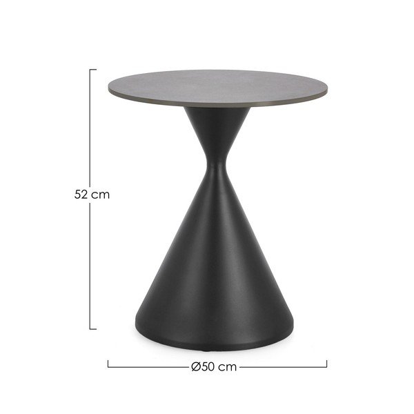 Tavolino rotondo con piano effetto marmo ø 50 cm Joona – Bizzotto-image-4