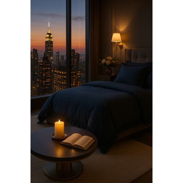 Set copripiumino e federa blu scuro in cotone renforcé per letto singolo 140x200 cm Ruffle Striped – Mila Home Luxury-image-4