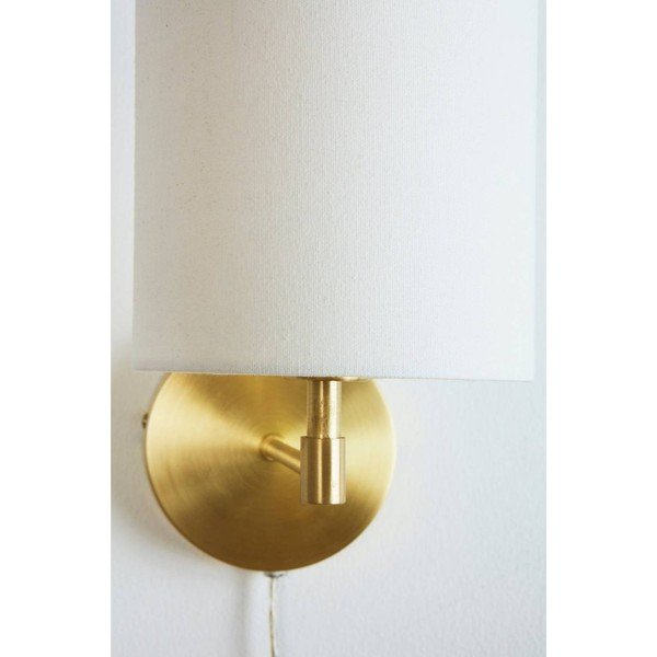 Lampada da parete color crema/color ottone in tessuto con alimentazione a corrente Seth – Jotex-image-3
