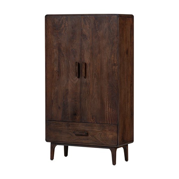 Armadietto colore naturale scuro in mango massiccio 85x150x35 cm Liya – WOOOD