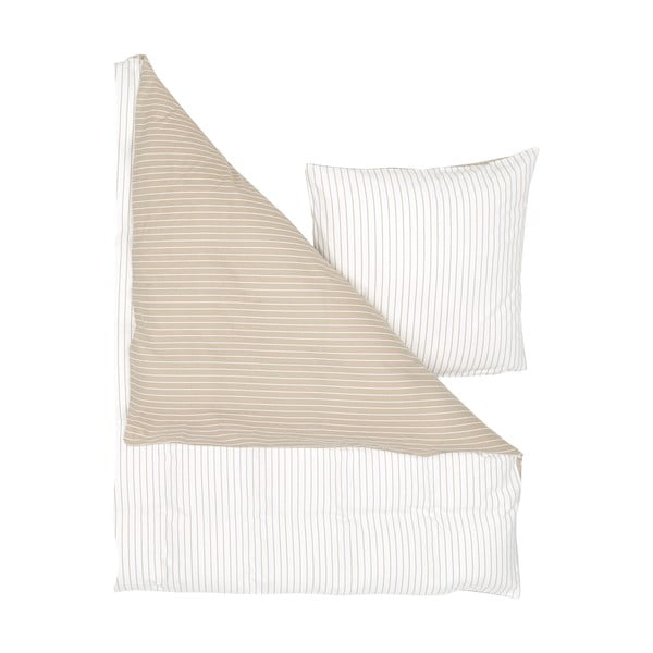 Biancheria da letto in flanella bianca e beige per letto singolo , 155 x 220 cm Talin - Westwing Collection