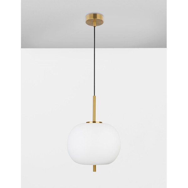 Lampadario bianco/color ottone in vetro ø 30 cm Lato – Nova Luce-image-4