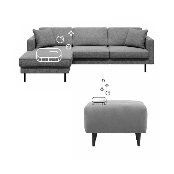 Pulizia a umido di divano e sgabello a quattro posti con rivestimento in tessuto - Bonami