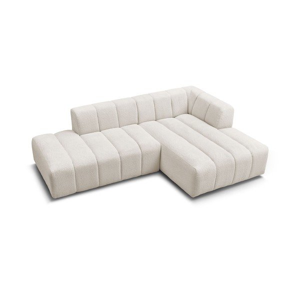 Divano angolare bianco (penisola a destra/chaise lounge) con rivestimento in bouclé Annecy – Bobochic Paris-image-4