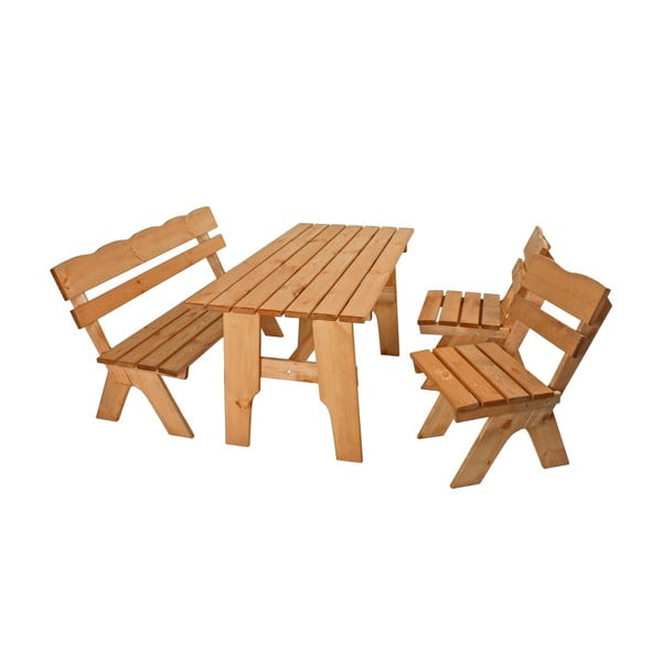 Set mobili da pranzo per esterni in legno di pino colore naturale 4 posti Black Forest - Garden Pleasure