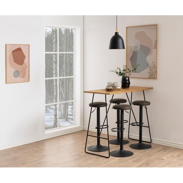 Sedia da bar grigia in imbottito con altezza regolabile (altezza della seduta 62 cm) Finch – Actona-image-2