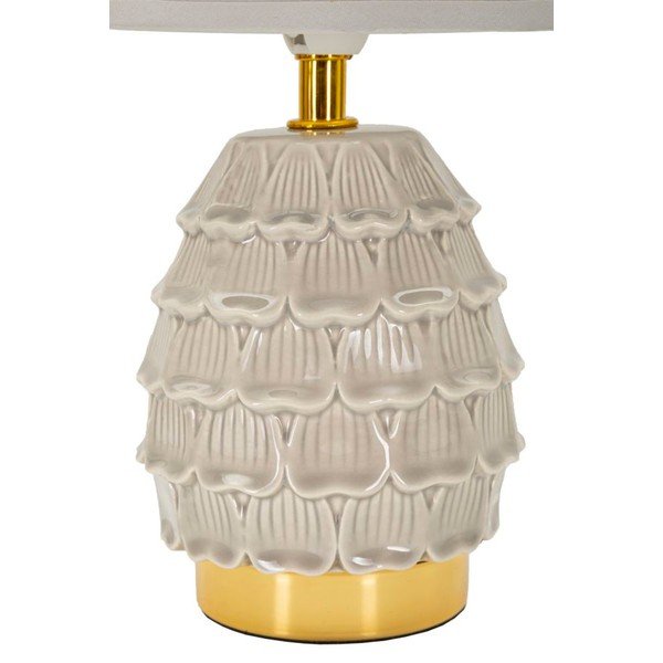 Lampada da tavolo beige in ceramica con paralume in tessuto (altezza totale 30,5 cm) Pigny – Mauro Ferretti-image-1