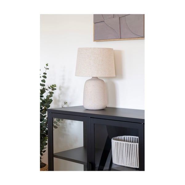 Lampada da tavolo color crema con paralume in tessuto (altezza 47 cm) Croft - House Nordic-image-1