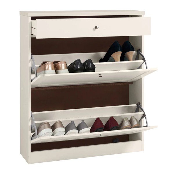 Scarpiera beige opaca con ante ribaltabili 90x103x25 cm Heide – Støraa-image-3