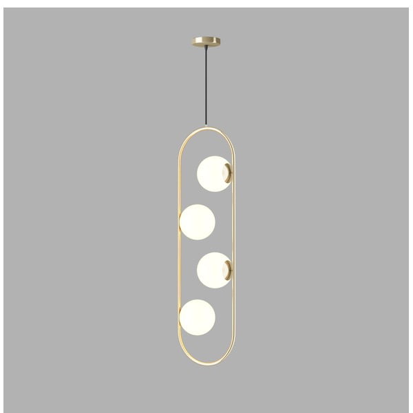 Lampadario dorato con paralume in vetro Club – Squid Lighting-image-1