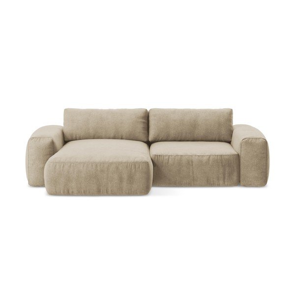 Divano angolare marrone chiaro allungabile (con penisola a sinistra/con chaise lounge) con rivestimento in ciniglia Kuki – Makamii