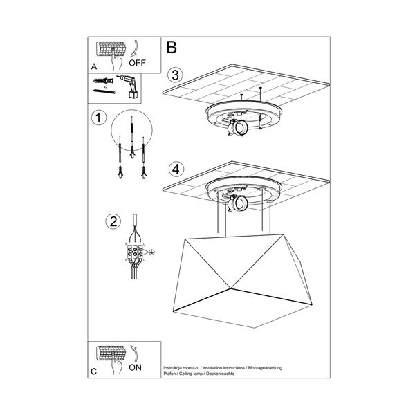 Lampada da soffitto in argento 25x25 cm Koma - Sollux-image-4