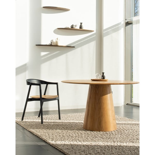 Tavolo da pranzo rotondo in legno di quercia in colore naturale ø 126 cm Mushroom - Gazzda-image-3