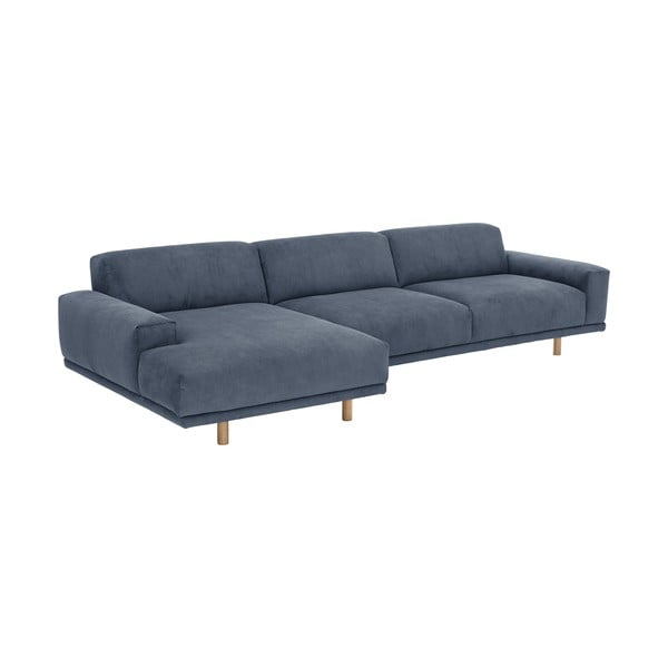 Divano angolare in velluto a coste blu, angolo sinistro Penelope - Max Winzer-image-3