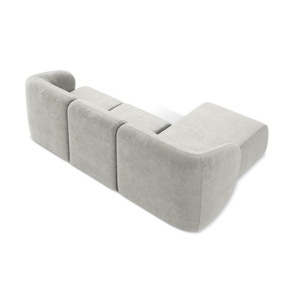 Divano angolare grigio chiaro (con penisola a sinistra/con chaise lounge) con rivestimento in ciniglia Lani – Makamii-image-3