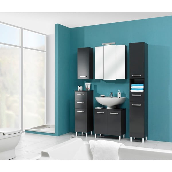 Mobile bagno sospeso grigio scuro con specchio 68x73 cm Set 311 - Pelipal-image-1