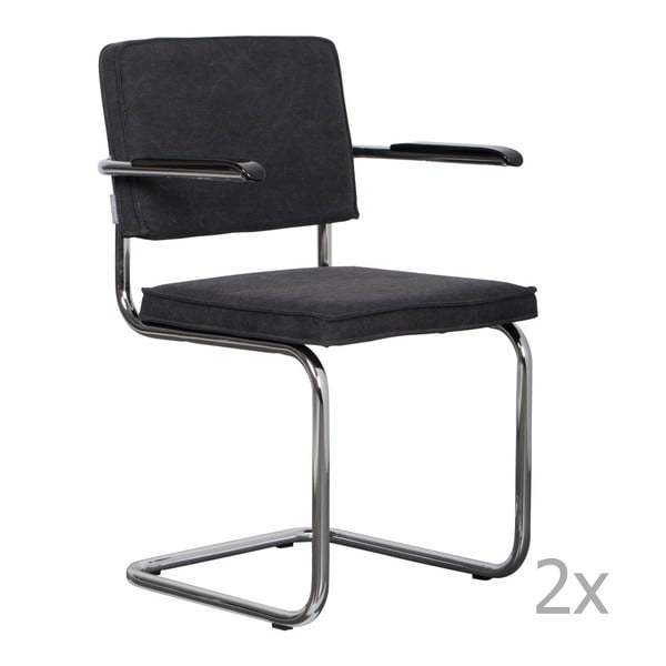 Set di 2 sedie grigio antracite con braccioli Ridge Rib - Zuiver