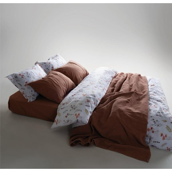 Set copripiumino e federa bianco in cotone renforcé per letto singolo 140x200 cm Floral Dance Autumn – Mila Home Luxury-image-1