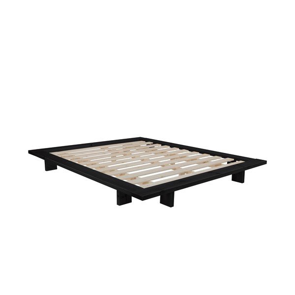 Letto matrimoniale in legno di pino con materasso Double Latex Nero/Nero, 160 x 200 cm Japan - Karup Design-image-3
