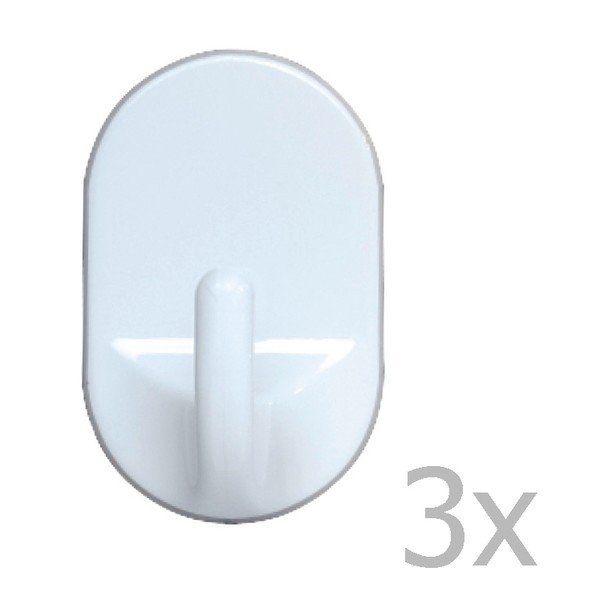 Set di 3 ganci da parete ovali medi Bianco - Wenko-image-1