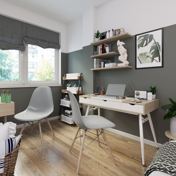 Tavolo da lavoro con piano in rovere 60x120 cm Faryn - Homede-image-1