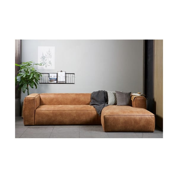 Divano angolare marrone in pelle riciclata , angolo destro Bean - WOOOD-image-1