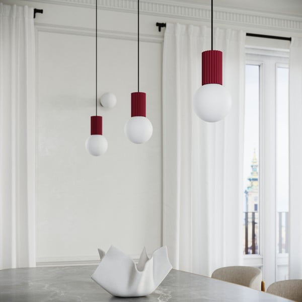 Lampadario burgundy con paralume in vetro ø 12 cm Orbital – Sollux-image-2
