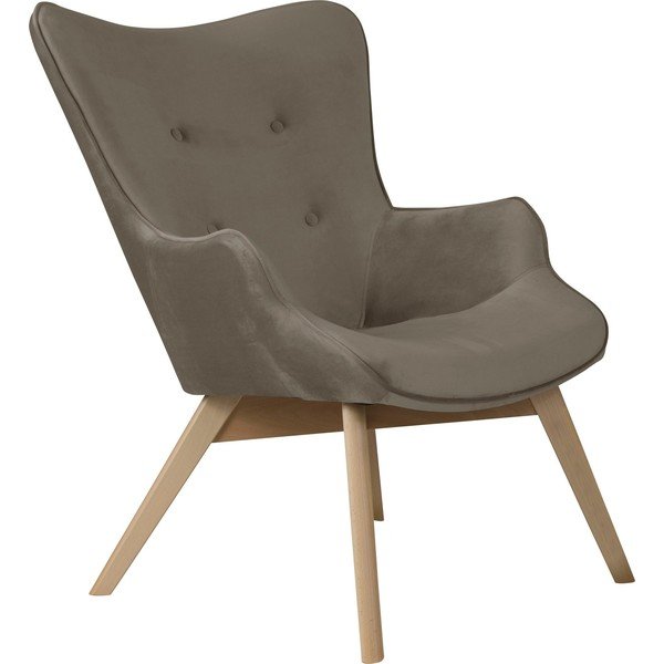 Poltrona marrone chiaro con rivestimento in velluto Niko – Ropez