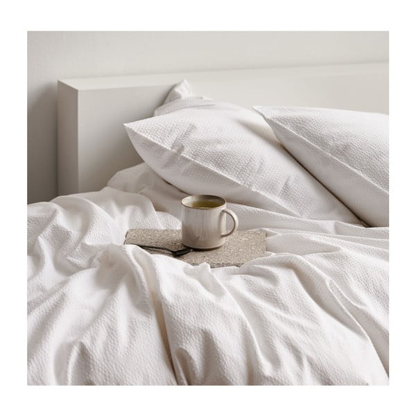 Biancheria da letto bianca in cotone biologico 200x140 cm Wave Optical - Södahl-image-1