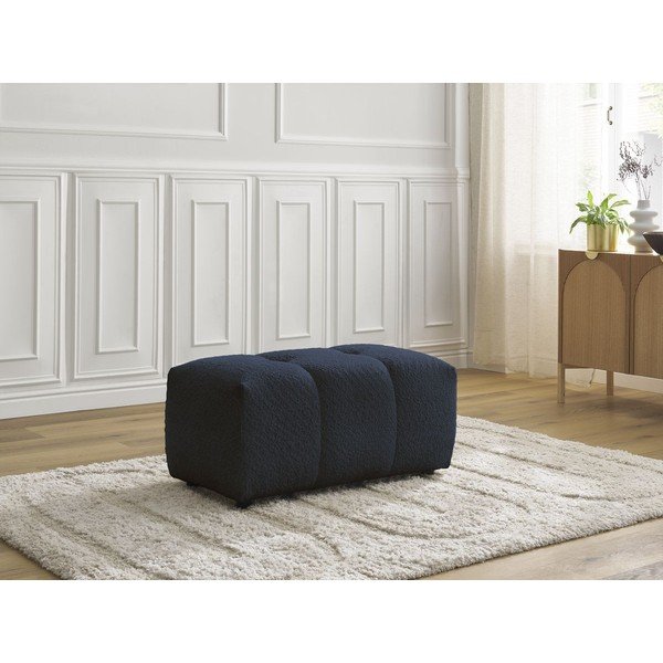 Poggiapiedi blu con rivestimento in bouclé Roxelane – Bobochic Paris-image-1