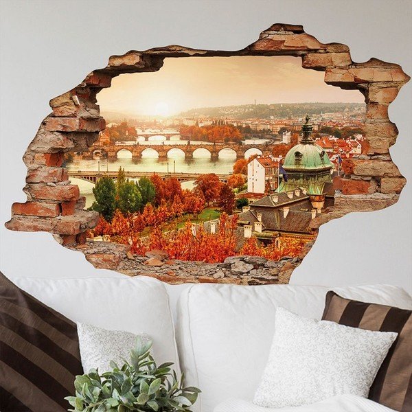 Adesivo murale 3D Praga Autunno, 90 x 60 cm - Ambiance-image-1