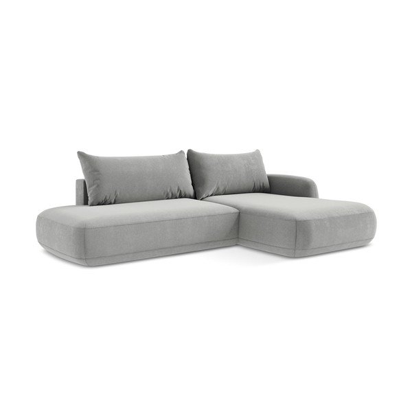 Divano angolare grigio chiaro allungabile (con penisola a destra/con chaise lounge) Hale – Makamii-image-1