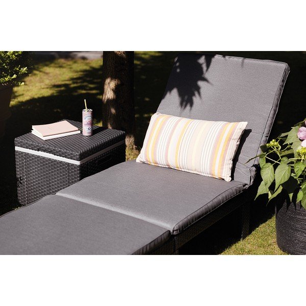 Sdraio da giardino grigio scuro in imbottito/in rattan artificiale regolabile Daytona – Keter-image-3