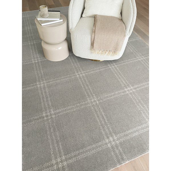 Tappeto in lana grigio chiaro 300x400 cm Calisia M Grid Prime - Agnella-image-1