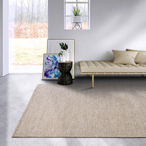 Tappeto beige tessuto a mano in lana 160x230 cm Pradesh Linen White - Elle Decoration-image-1