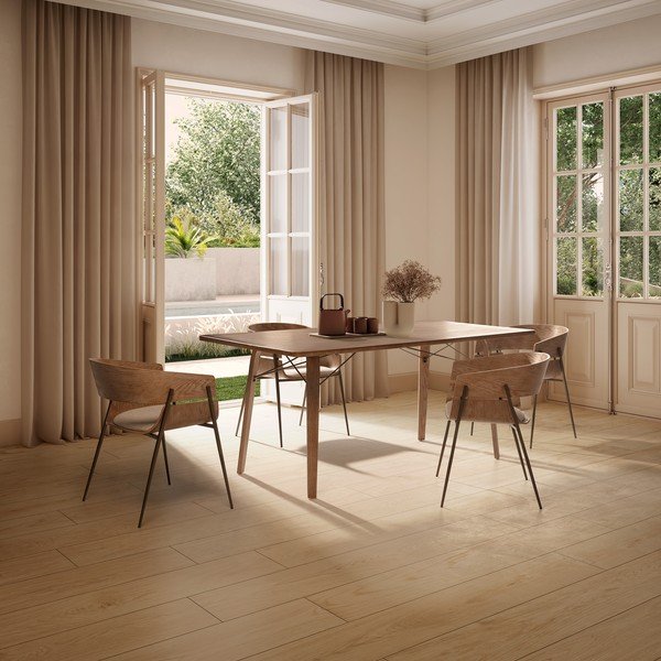 Tavolo da pranzo con piano effetto rovere 90x180 cm Lujan – MOME-image-1