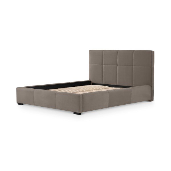 Letto matrimoniale grigio e marrone con griglia e contenitore , 140 x 200 cm Fascination - Guy Laroche Home