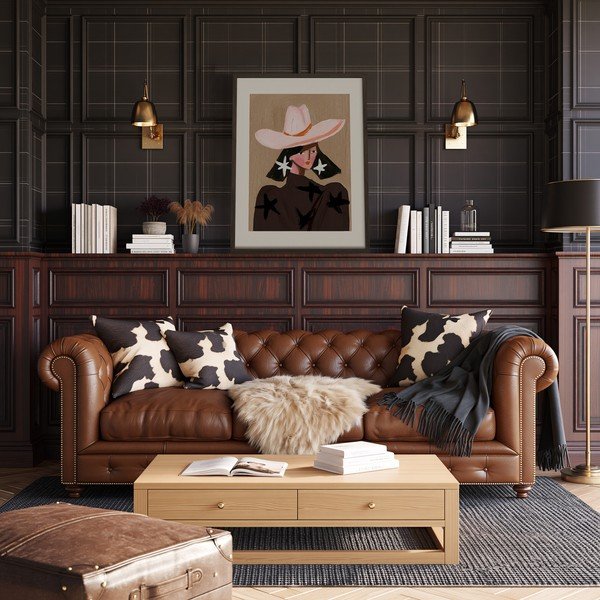 Dipinto stampato con cornice inclusa 50x70 cm Cowgirl – Styler-image-1