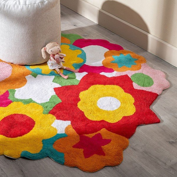 Tappeto in cotone per bambini ø 100 cm Flowers - Ixia-image-1