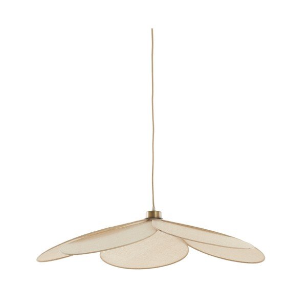 Lampadario color crema con paralume in tessuto Fyano – Light & Living