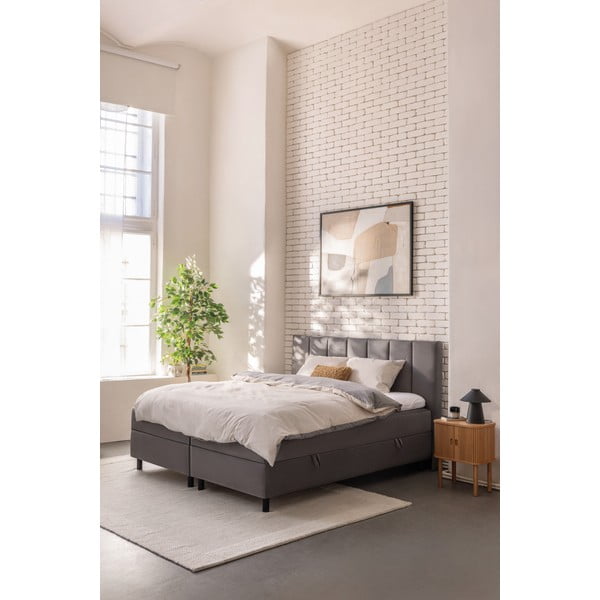 Letto boxspring grigio con contenitore 180x200 cm Elva Bold Line – Bonami Selection-image-1